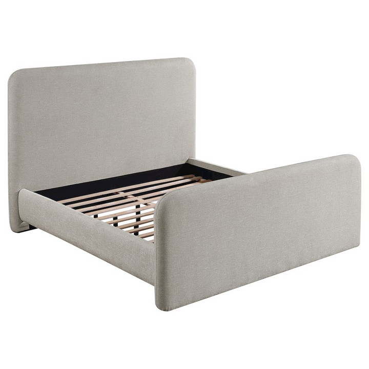 Buy farmhouse furniture Wren Upholstered Queen Mediterranean Farmhouse Panel Bed Grey - Modern Cottage Farmhouse Furniture