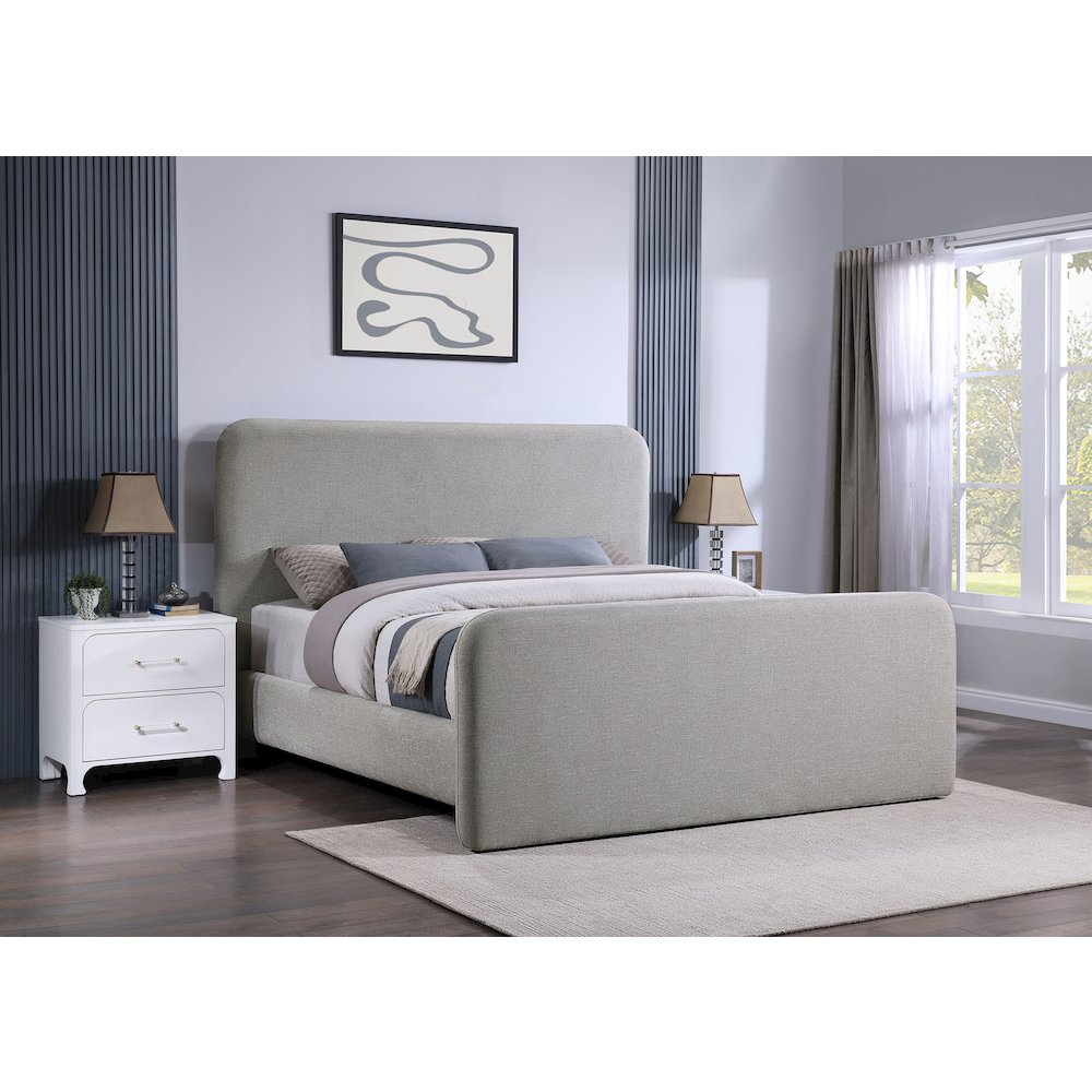 Buy farmhouse furniture Wren Upholstered Queen Mediterranean Farmhouse Panel Bed Grey - Modern Cottage Farmhouse Furniture
