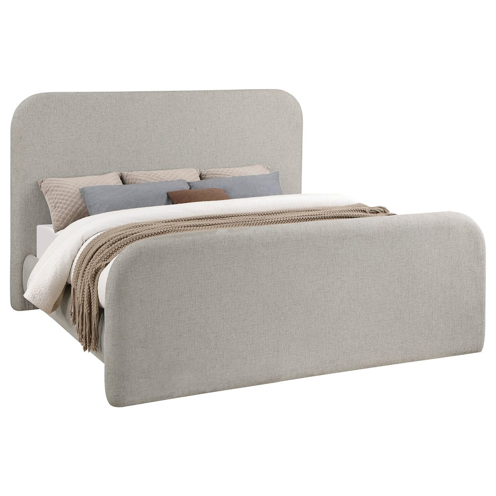Buy farmhouse furniture Wren Upholstered Queen Mediterranean Farmhouse Panel Bed Grey - Modern Cottage Farmhouse Furniture