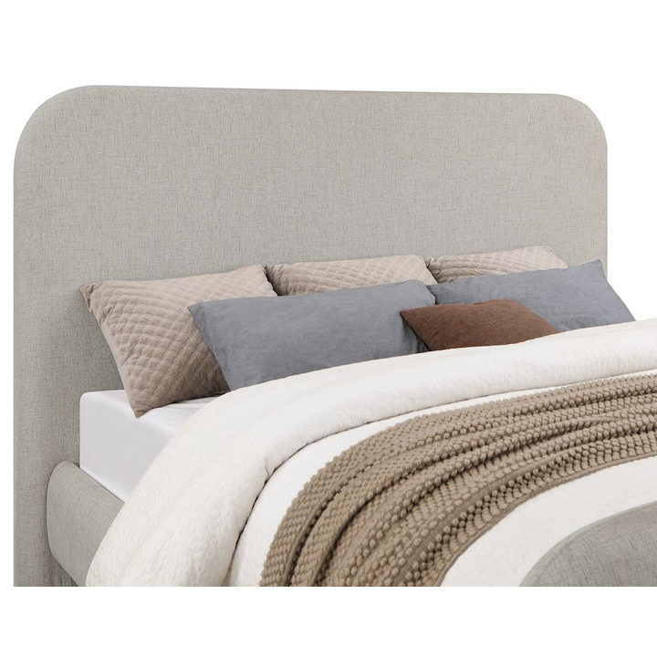 Buy farmhouse furniture Wren Upholstered Queen Mediterranean Farmhouse Panel Bed Grey - Modern Cottage Farmhouse Furniture