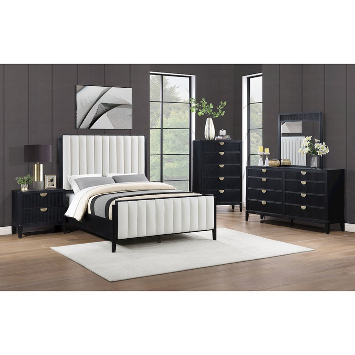 Buy farmhouse furniture Brookmead 60-inch Upholstered Mediterranean Farmhouse Queen Bed Black - Modern Cottage Farmhouse Furniture