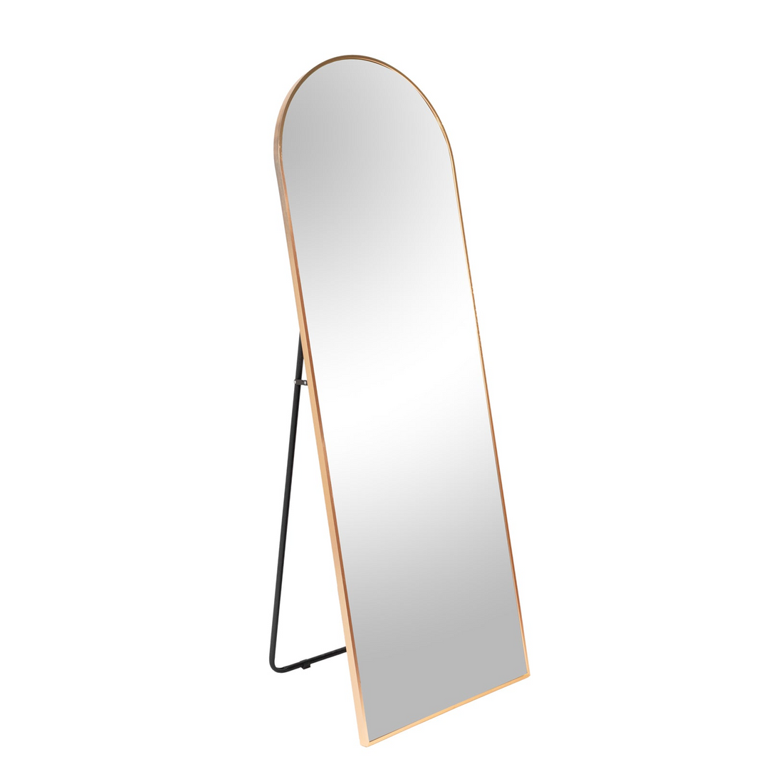 Boho Aesthetic Gold 71x27.5 inch metal arch stand full length mirror | Biophilic Design Airbnb Decor Furniture 