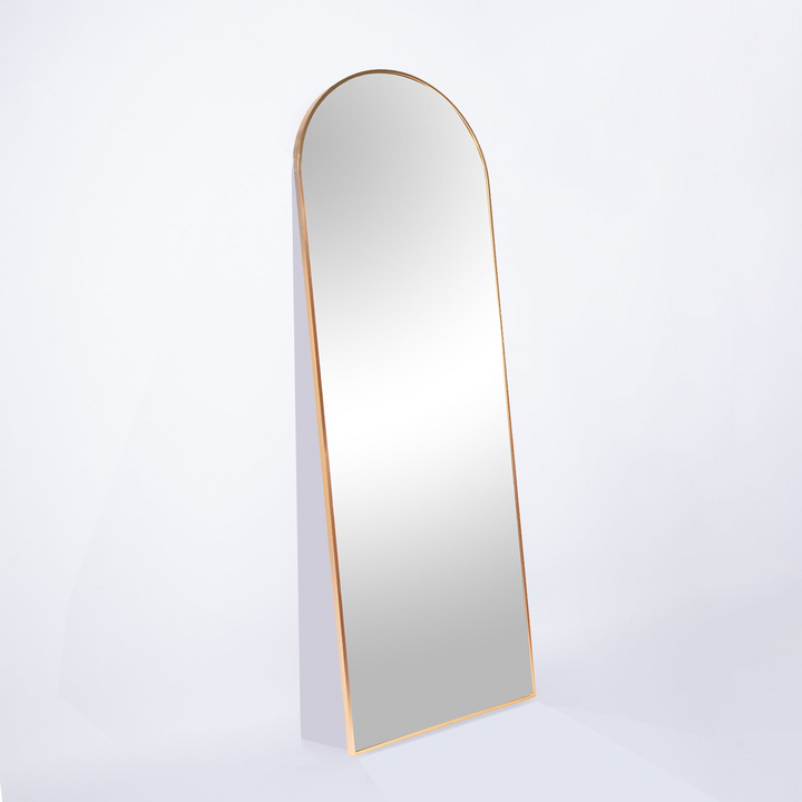 Boho Aesthetic Gold 71x27.5 inch metal arch stand full length mirror | Biophilic Design Airbnb Decor Furniture 