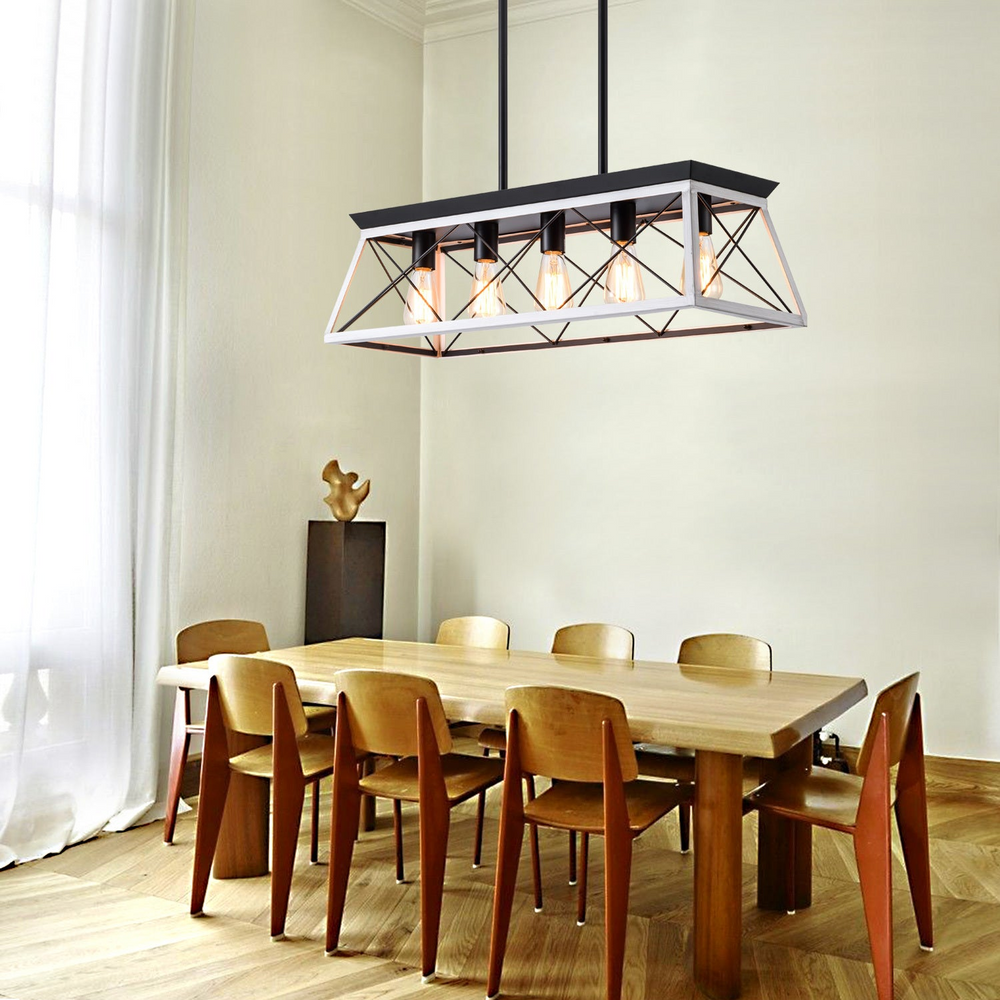 5-Light Farmhouse Chandeliers For Dining Room white(No Bulbs) - Modern Cottage Farmhouse Furniture