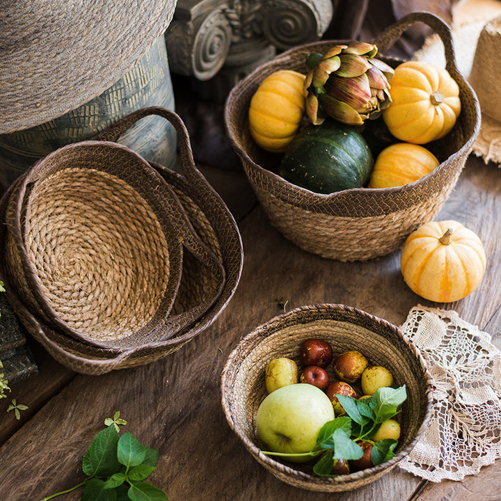 Gallarate | Coastal Italian Natural straw woven soft storage basket - Mediterranean Italian Contemporary Home Decor Furniture