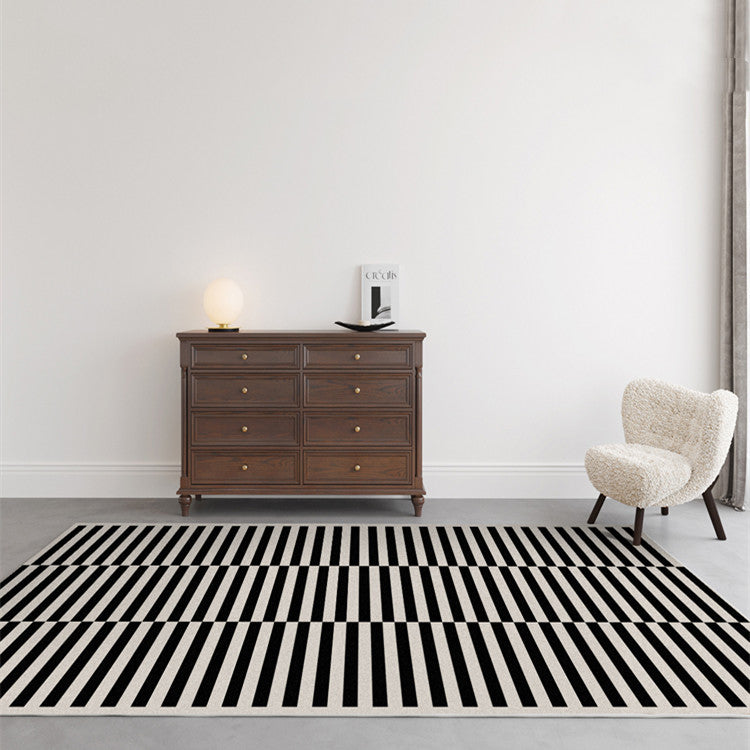 Boho Aesthetic The Belfort | Large Black And White Striped Modern Minimalist Rugs | Biophilic Design Airbnb Decor Furniture 