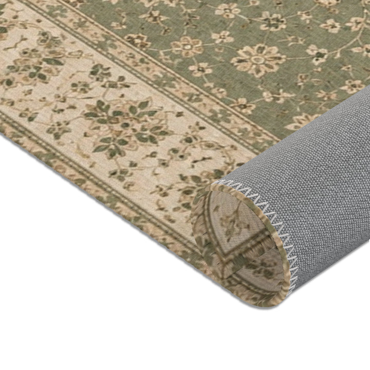 Sage Green Vintage Floral Cottage-Style Area Rug
