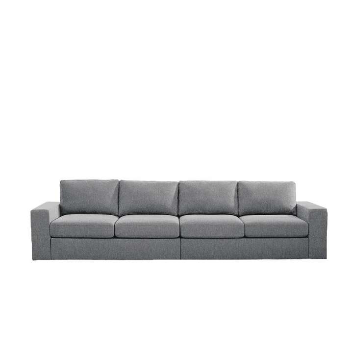 Boho Aesthetic London 4 Seater Sofa in Light Gray Linen | Biophilic Design Airbnb Decor Furniture 