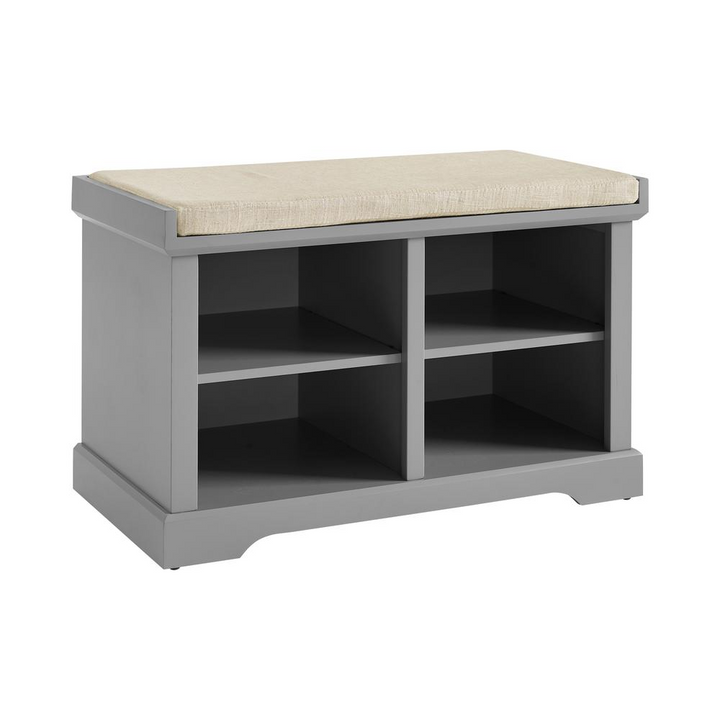 Boho Aesthetic Anderson Storage Bench Gray/Tan | Biophilic Design Airbnb Decor Furniture 