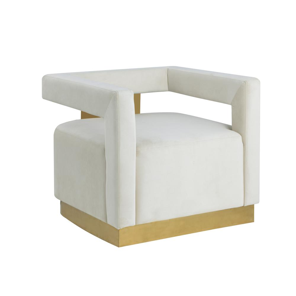 Boho Aesthetic Connor | Modern Velvet Upholstered Accent Chair in Cream | Biophilic Design Airbnb Decor Furniture 