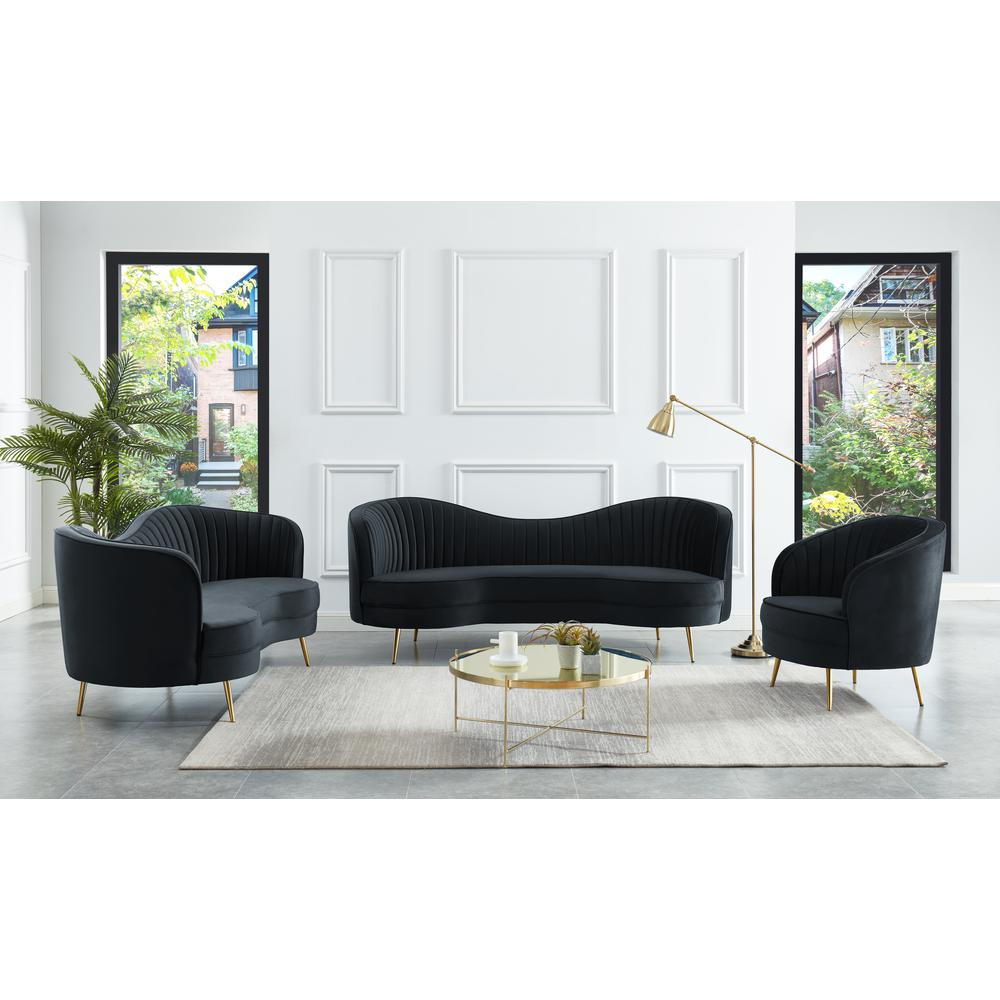 Boho Aesthetic Wallace | Modern Luxury Velvet Sofa in Black | Biophilic Design Airbnb Decor Furniture 