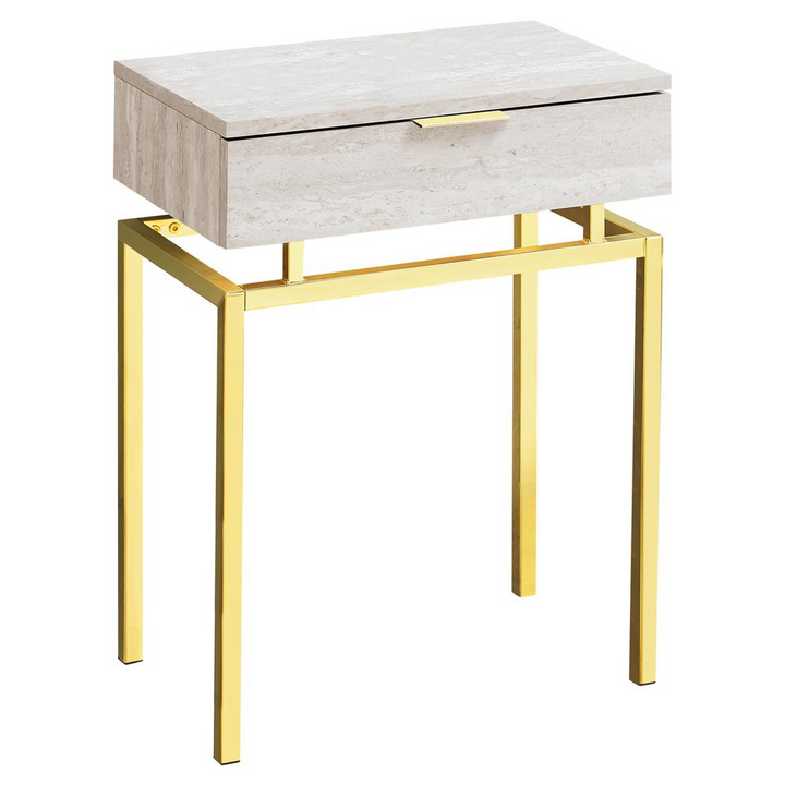 Boho Aesthetic SIDE ACCENT TABLE - 24"H / BEIGE MARBLE / GOLD METAL | Biophilic Design Airbnb Decor Furniture 