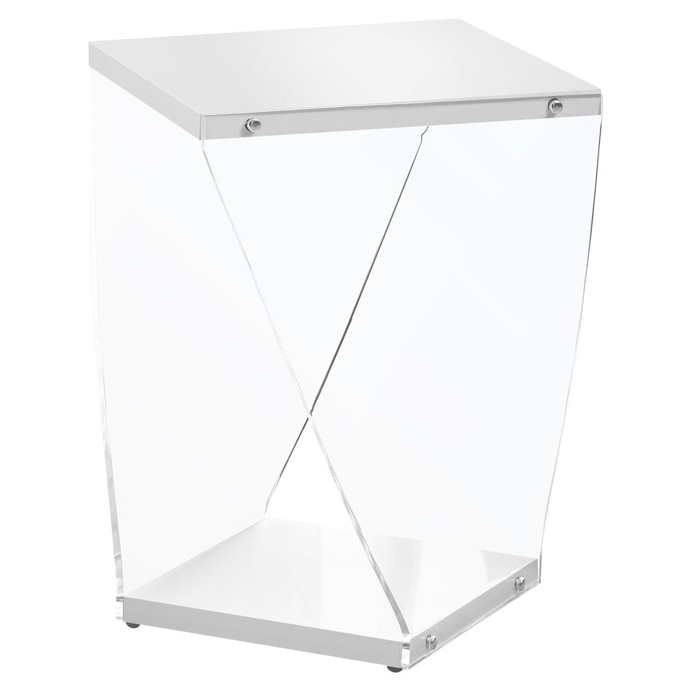Boho Aesthetic Acrylic Glossy White Modern Accent Table | Biophilic Design Airbnb Decor Furniture 