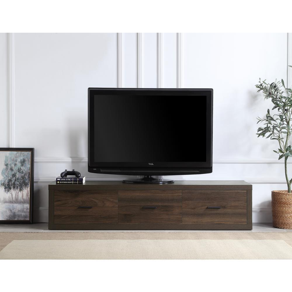 Boho Aesthetic ACME Harel TV Stand, Walnut Finish | Biophilic Design Airbnb Decor Furniture 