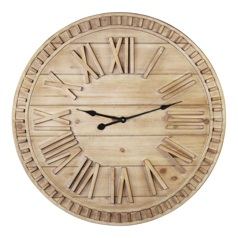 Boho Aesthetic Stratton Home Decor 31.50 Inch James Wooden Wall Clock | Biophilic Design Airbnb Decor Furniture 