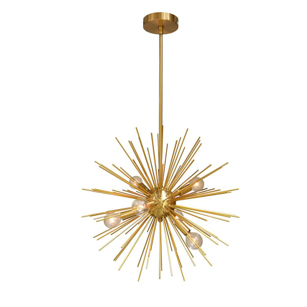 Boho Aesthetic 6 Light Gold & Vintage Bronze Finish Pendant Chandelier | Biophilic Design Airbnb Decor Furniture 