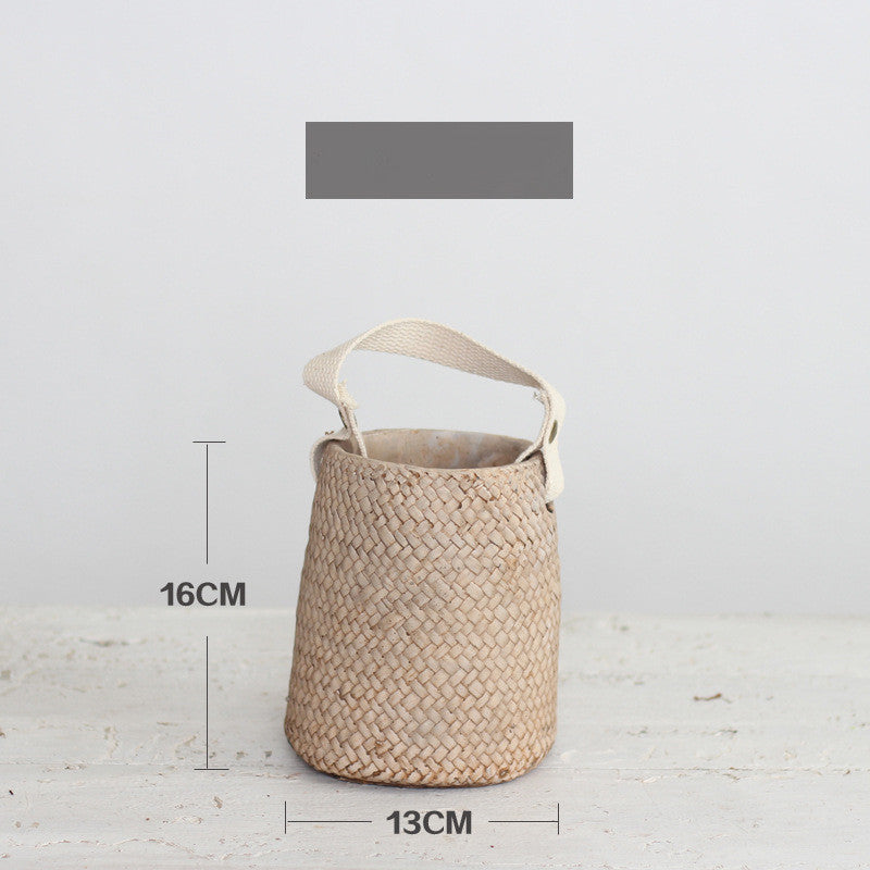 Mediterranean Coast Woven Flower Pot Basket - Mediterranean Italian Contemporary Home Decor Furniture