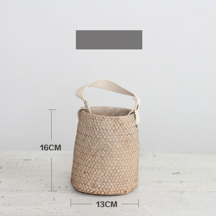 Mediterranean Coast Woven Flower Pot Basket - Mediterranean Italian Contemporary Home Decor Furniture