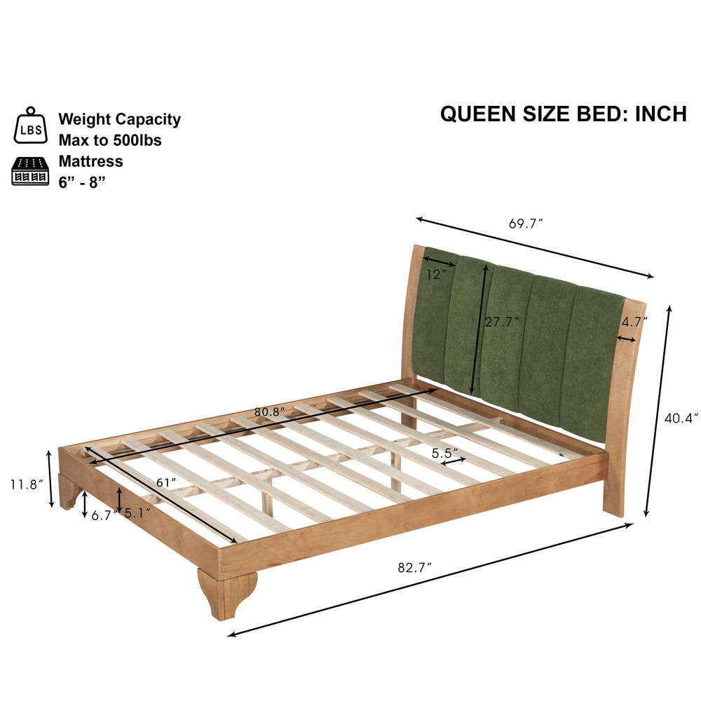 Buy farmhouse furniture Sage & Cream Queen Premium Pine Wood Farmhouse Queen Bed Frame - Modern Cottage Farmhouse Furniture