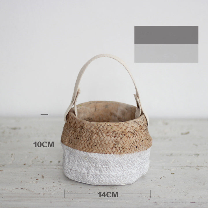 Mediterranean Coast Woven Flower Pot Basket - Mediterranean Italian Contemporary Home Decor Furniture