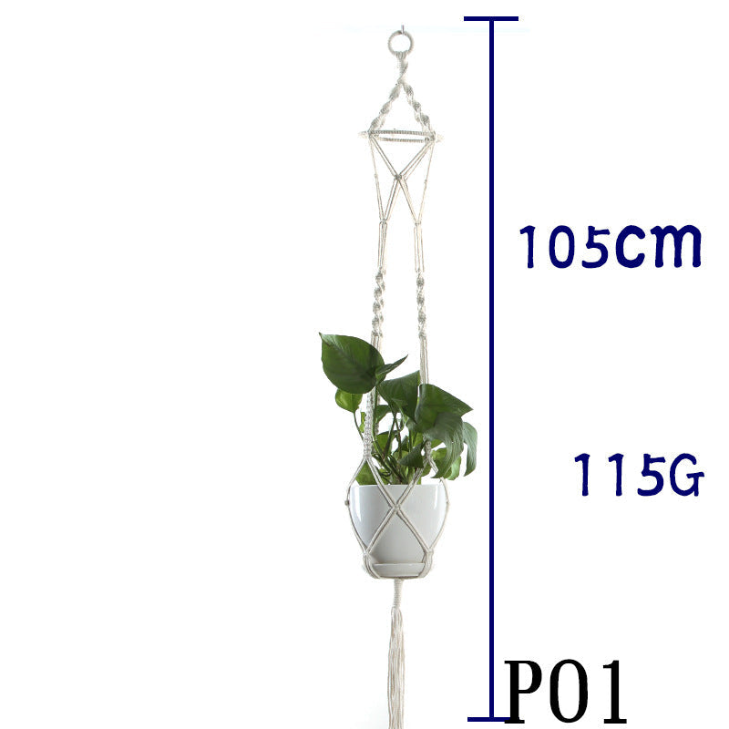 Boho Aesthetic Biophilic Flower & Plant Pot Cotton Rope Indoor Plant Hanger Hanging Basket | Biophilic Design Airbnb Decor Furniture 