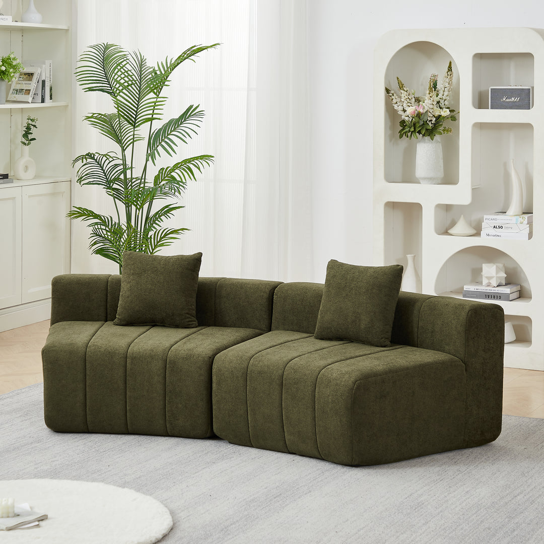 The Valencia Tuscan Mediterranean Olive Green Vista Sofa Sectional (2pc) - Mediterranean Italian Contemporary Home Decor Furniture