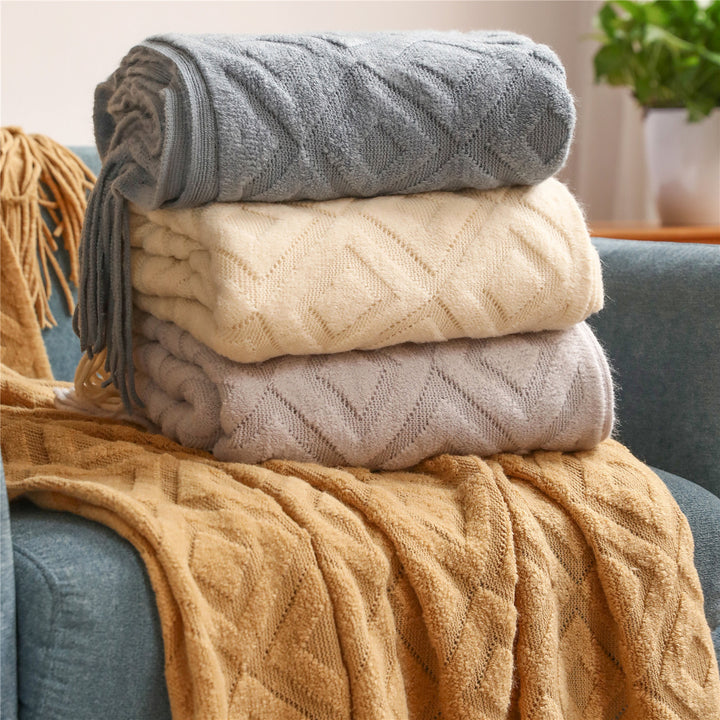 Buy farmhouse furniture Prairie Oak Collection | Modern Farmhouse Textured Cottage Throw Blanket - Modern Cottage Farmhouse Furniture