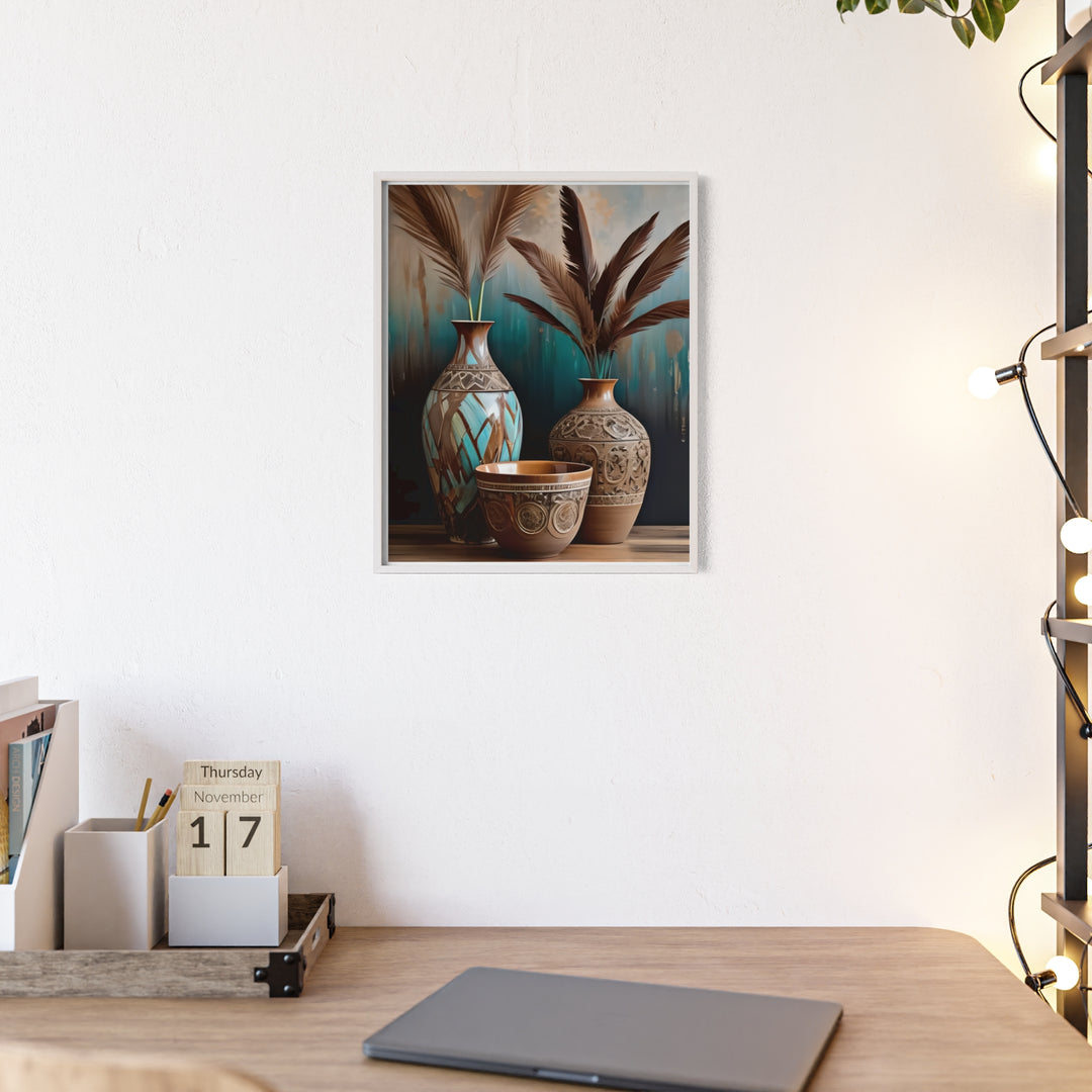 Boho Aesthetic Earthy Bowls Posters with Wooden Frame | Biophilic Design Airbnb Decor Furniture 