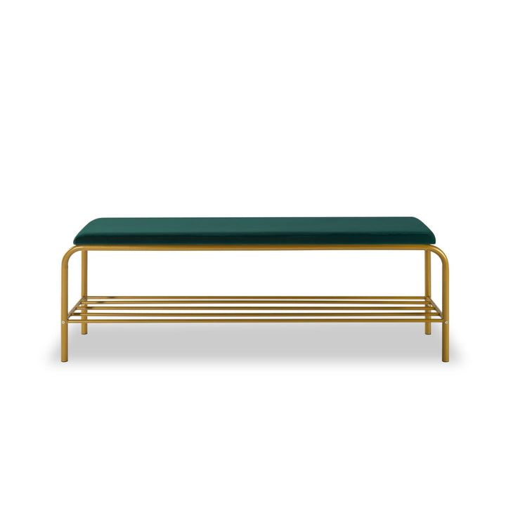 Boho Aesthetic single layer Shoe storage bench Green Velvet | Biophilic Design Airbnb Decor Furniture 