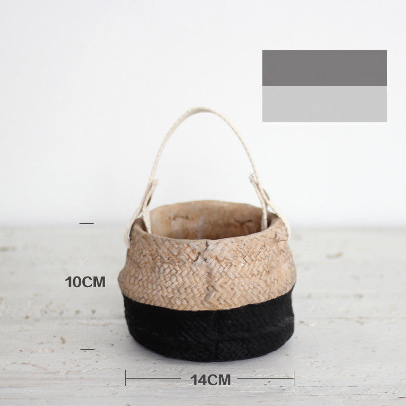 Mediterranean Coast Woven Flower Pot Basket - Mediterranean Italian Contemporary Home Decor Furniture