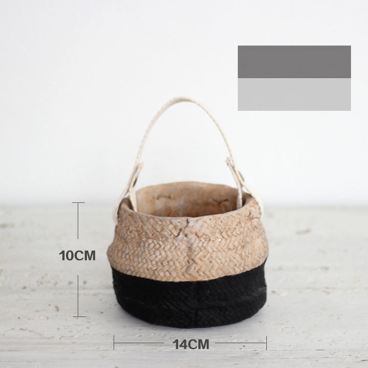 Mediterranean Coast Woven Flower Pot Basket - Mediterranean Italian Contemporary Home Decor Furniture