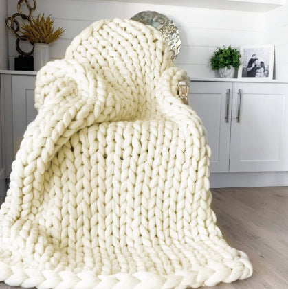 Buy farmhouse furniture Handmade Thick Beige Brown Modern Farmhouse Cottage Throw Blanket - Modern Cottage Farmhouse Furniture