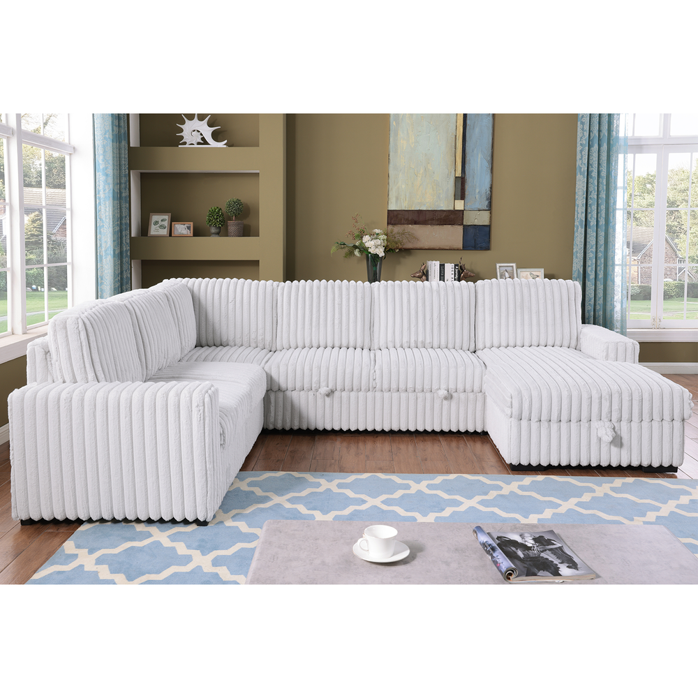 Valentina | Upholstered Oversized White U Shape Mediterranean Sofa Sectional - Mediterranean Italian Contemporary Home Decor Furniture