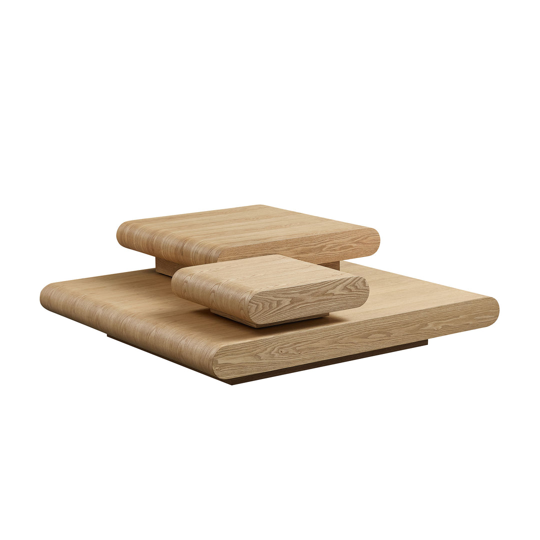 Buy farmhouse furniture 3-Piece Modular Coffee Table Set | Stackable Farmhouse Cottage Wood-Look Stacking Tables - Modern Cottage Farmhouse Furniture