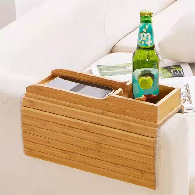 Boho Aesthetic Modern Minimalist Bamboo Sofa Tray | Biophilic Design Airbnb Decor Furniture 