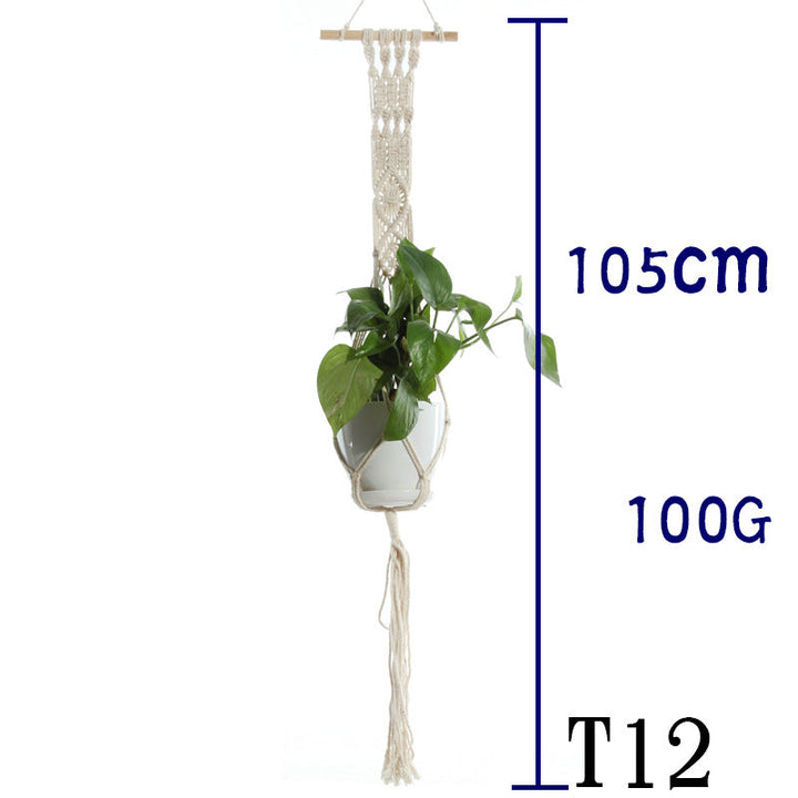 Boho Aesthetic Biophilic Flower & Plant Pot Cotton Rope Indoor Plant Hanger Hanging Basket | Biophilic Design Airbnb Decor Furniture 