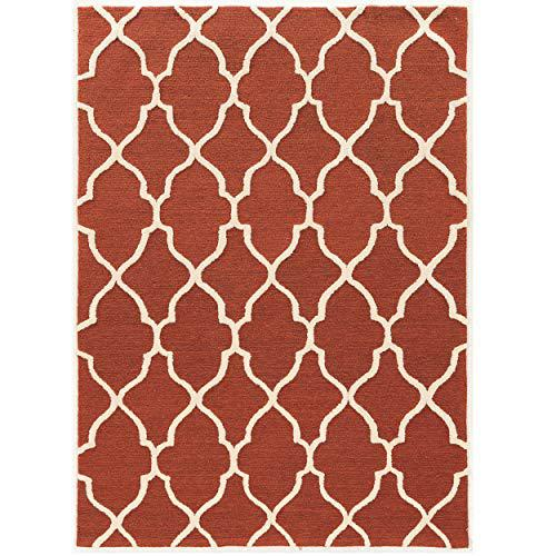 Living Room Mediterranean Tuscan Orange rust Trio Geo Rust & Ivory Rug - Mediterranean Italian Contemporary Home Decor Furniture