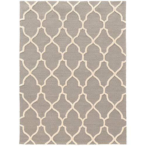 Large Living Room Trio Geo Grey & Ivory 8x10 Rug - Mediterranean Italian Contemporary Home Decor Furniture