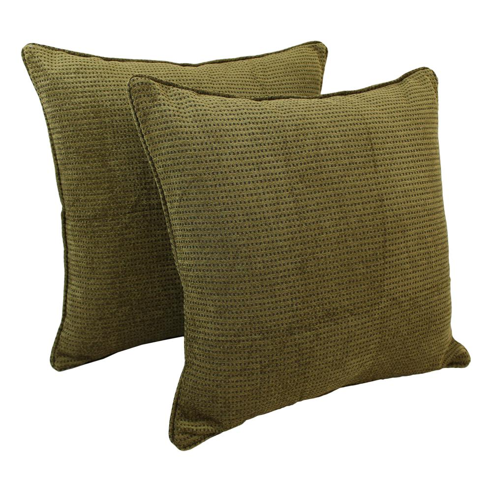 25-inch Double-corded Patterned Jacquard Chenille Square Floor Pillows with Inserts (Set of 2), Gingham Brown - Modern Cottage Farmhouse Furniture
