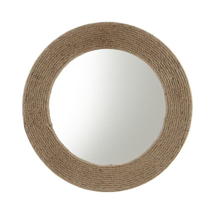 Buy farmhouse furniture Natural Jute Rope Round Wall Mirror 26" - Modern Cottage Farmhouse Furniture
