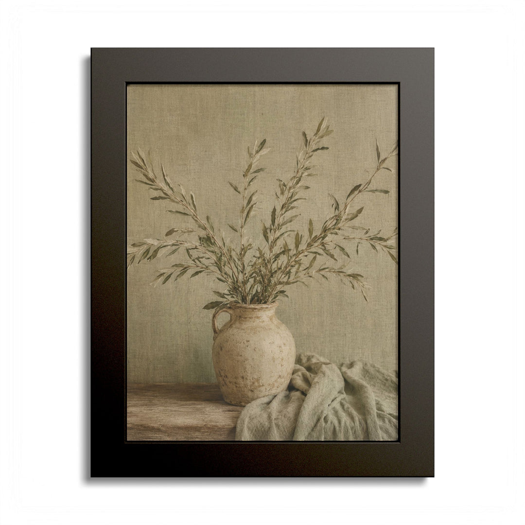 Botanical Farmhouse Vase Wall Art  — Framed Neutral Still Life Wall Art