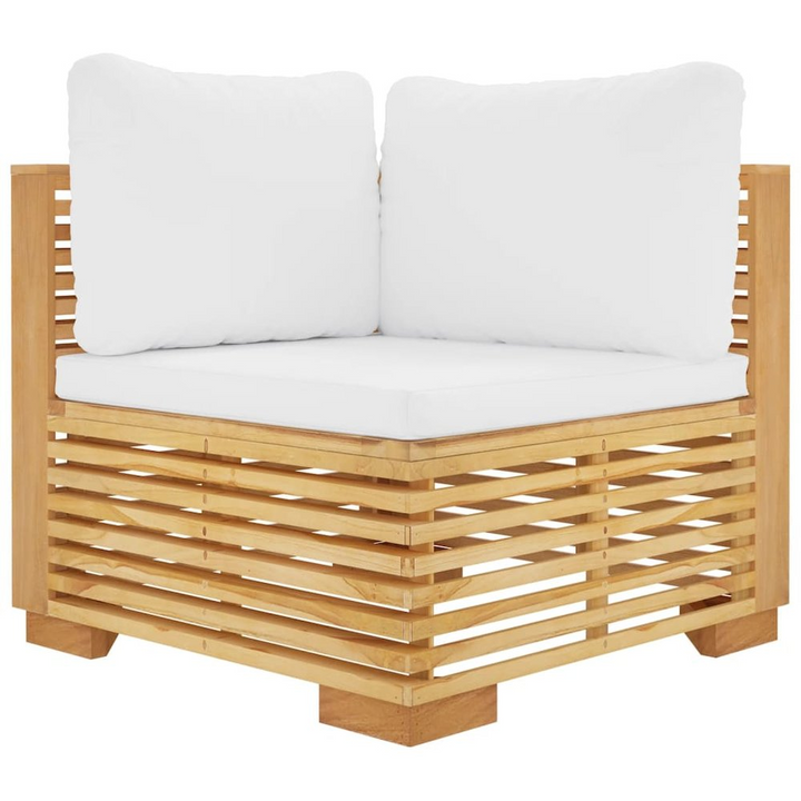 Buy farmhouse furniture Corner Sofa Teak and Cream Solid Teak Wood, Polyester Medium - Modern Cottage Farmhouse Furniture