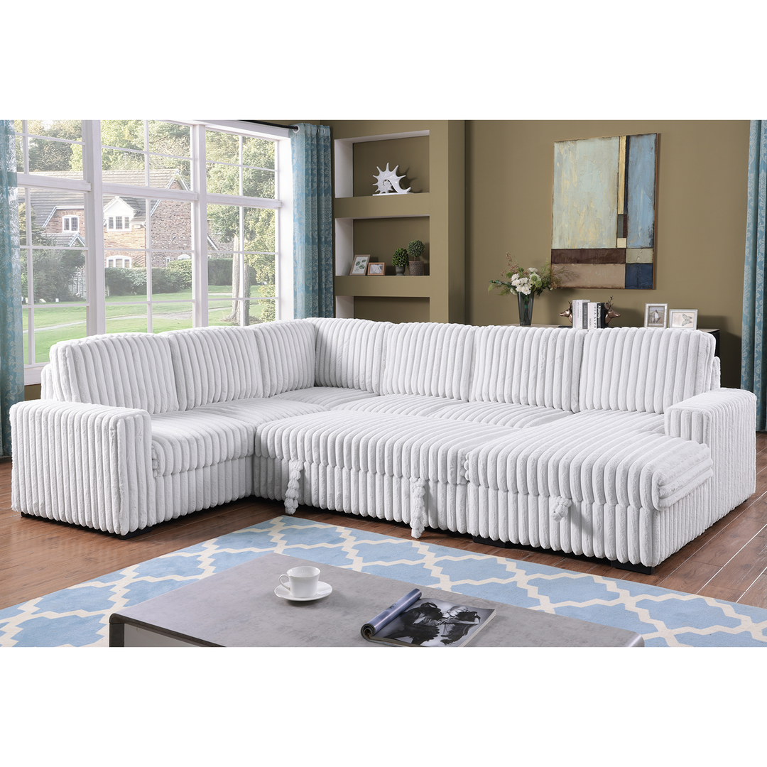 Valentina | Upholstered Oversized White U Shape Mediterranean Sofa Sectional - Mediterranean Italian Contemporary Home Decor Furniture