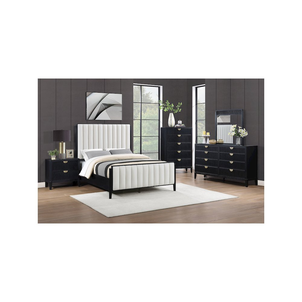 Buy farmhouse furniture Brookmead 60-inch Upholstered Mediterranean Farmhouse Queen Bed Black - Modern Cottage Farmhouse Furniture