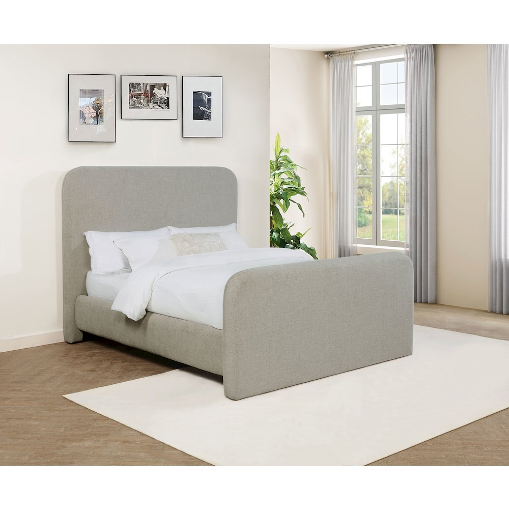 Buy farmhouse furniture Wren Upholstered Queen Mediterranean Farmhouse Panel Bed Grey - Modern Cottage Farmhouse Furniture