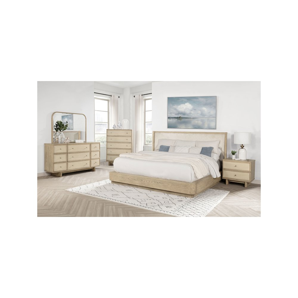 Kailani 49-inch Beige Oak Mediterranean Farmhouse King Wingback Bed Frame - Mediterranean Italian Contemporary Home Decor Furniture