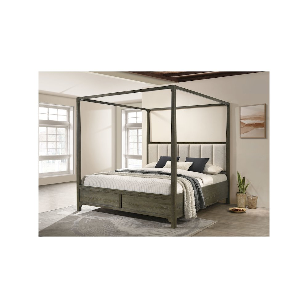 Aupa Dark Brown Queen Canopy Mediterranean Farmhouse Bed - Mediterranean Tuscan Contemporary Home Decor Furniture