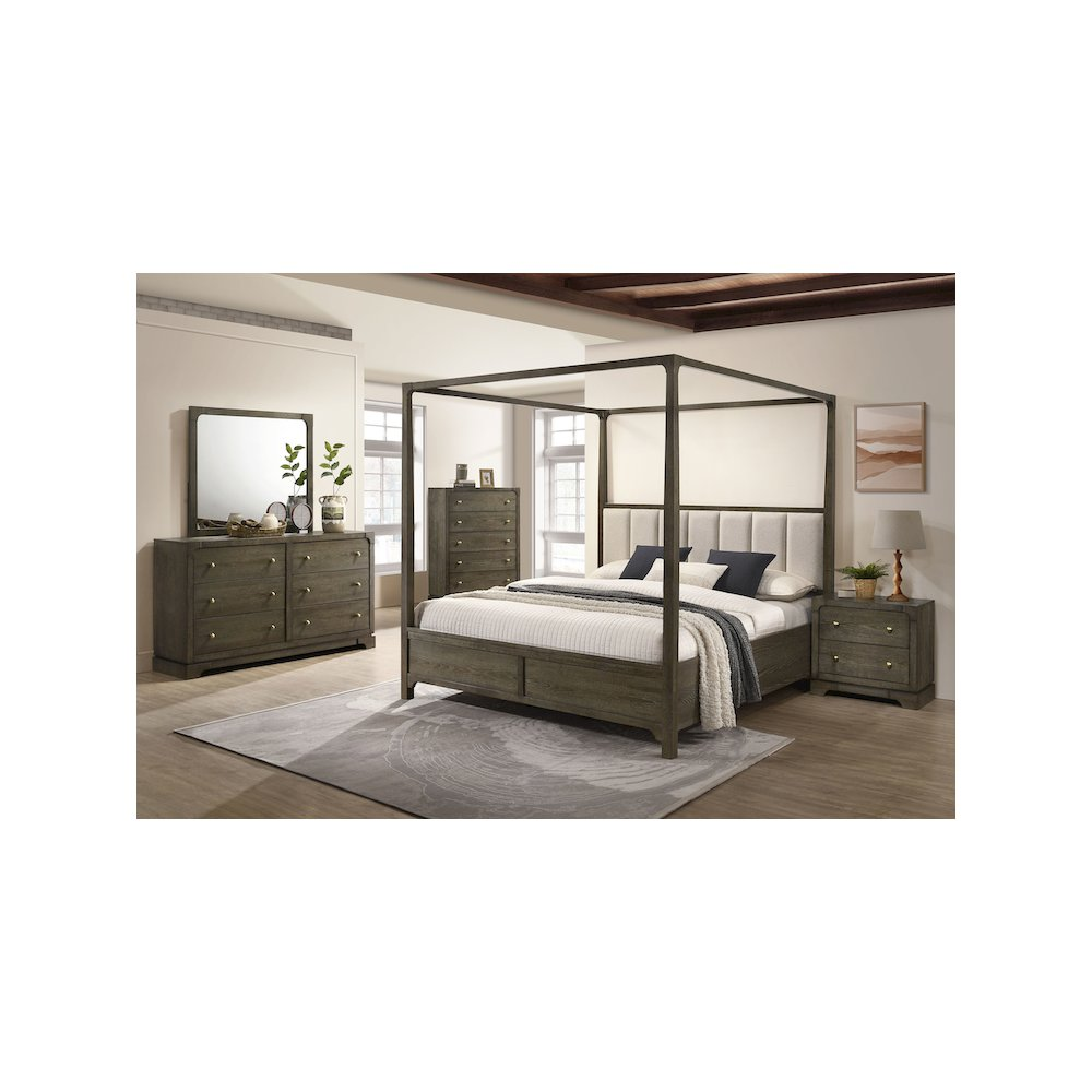 Aupa Dark Brown Queen Canopy Mediterranean Farmhouse Bed - Mediterranean Tuscan Contemporary Home Decor Furniture