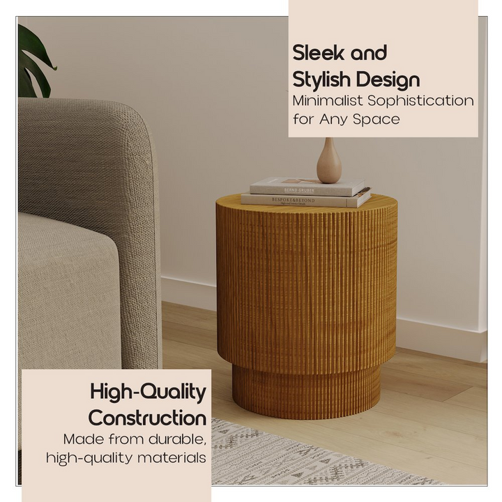 Buy farmhouse furniture Eden Collection Fiberglass Outdoor Side Table in Wood Brown - Modern Cottage Farmhouse Furniture