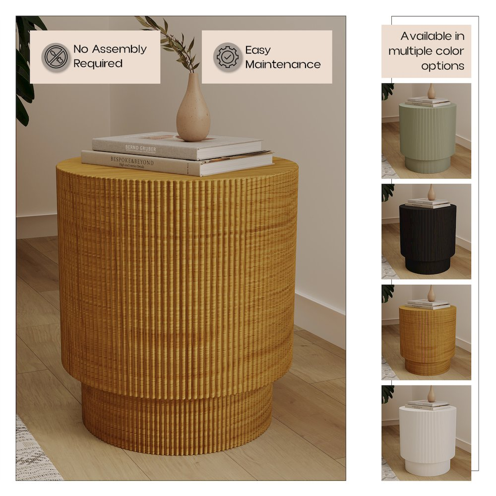 Buy farmhouse furniture Eden Collection Fiberglass Outdoor Side Table in Wood Brown - Modern Cottage Farmhouse Furniture